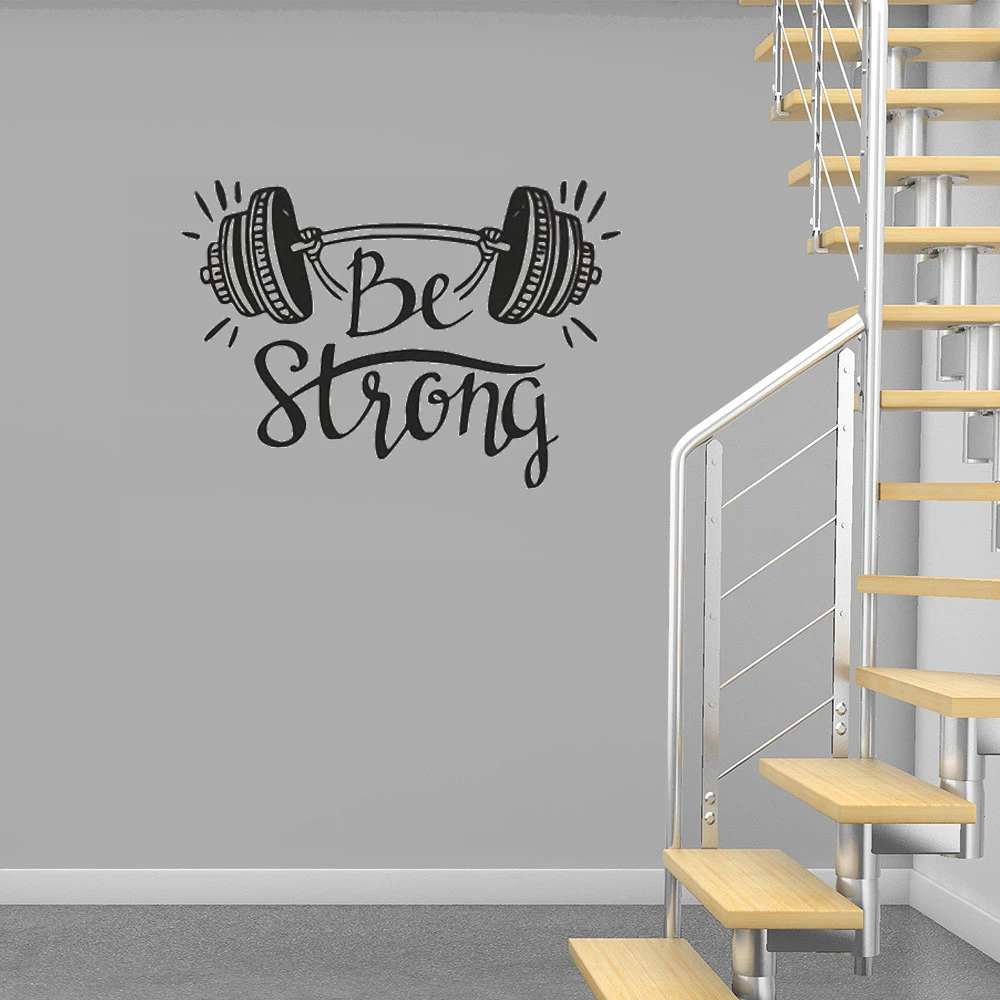 

Be Strong Fitness Wall Decals Bedroom Home Decor Weightlifting Workout Sport Bodybuilding Gym Vinyl Stickers Removable DW6446