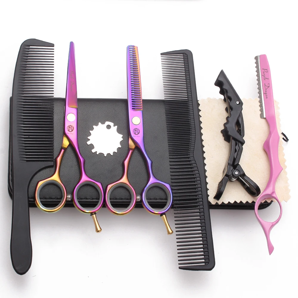 

Purple Dragon 5.5" Ciseaux Coiffure Professionnelle JP Stainless Barber Hair Cutting Scissors Hairdressing Thinning Shears 1104#