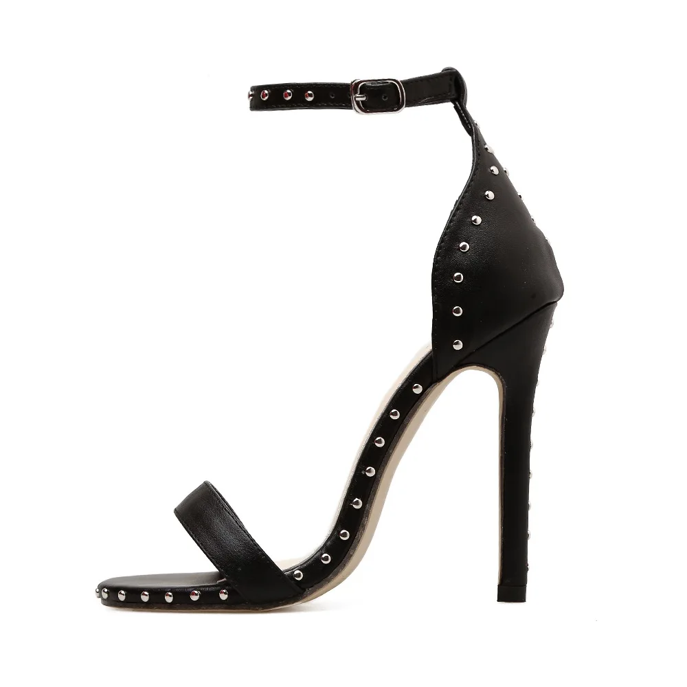 

2021 new fashion stiletto shoes women's shoes rivet super high heel sandals
