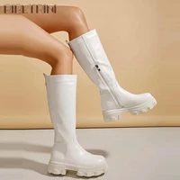brand luxury designer goth plaform chunky heel womens boots slip on punk cool street trendy autumn female combat boots size 41