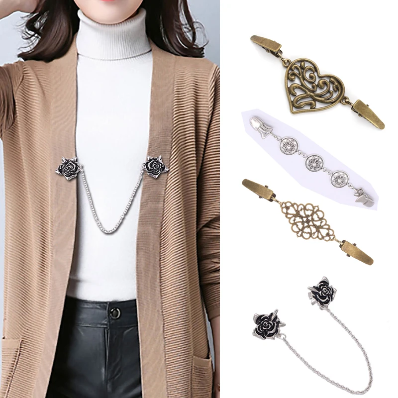 Винтажный зажим для шали платья кардиган воротник цветочный узор женщин девочек