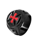 Простой черного цвета в стиле панк крест Рыцарь кольцо тамплиера для мужчин; Высокое качество металла обручальное кольцо религиозное Ювелирное Украшение