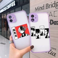 my hero academia anime phone case for iphone 12 11 mini pro xr xs max 7 8 plus x matte transparent purple back cover