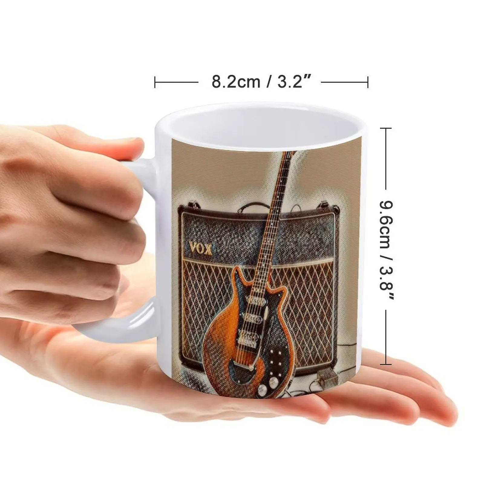 Керамическая белая кружка "Red Special Guitar And Amp White Mug Ceramic Creative May Music Brian Art Wok Water Colour Queen on".