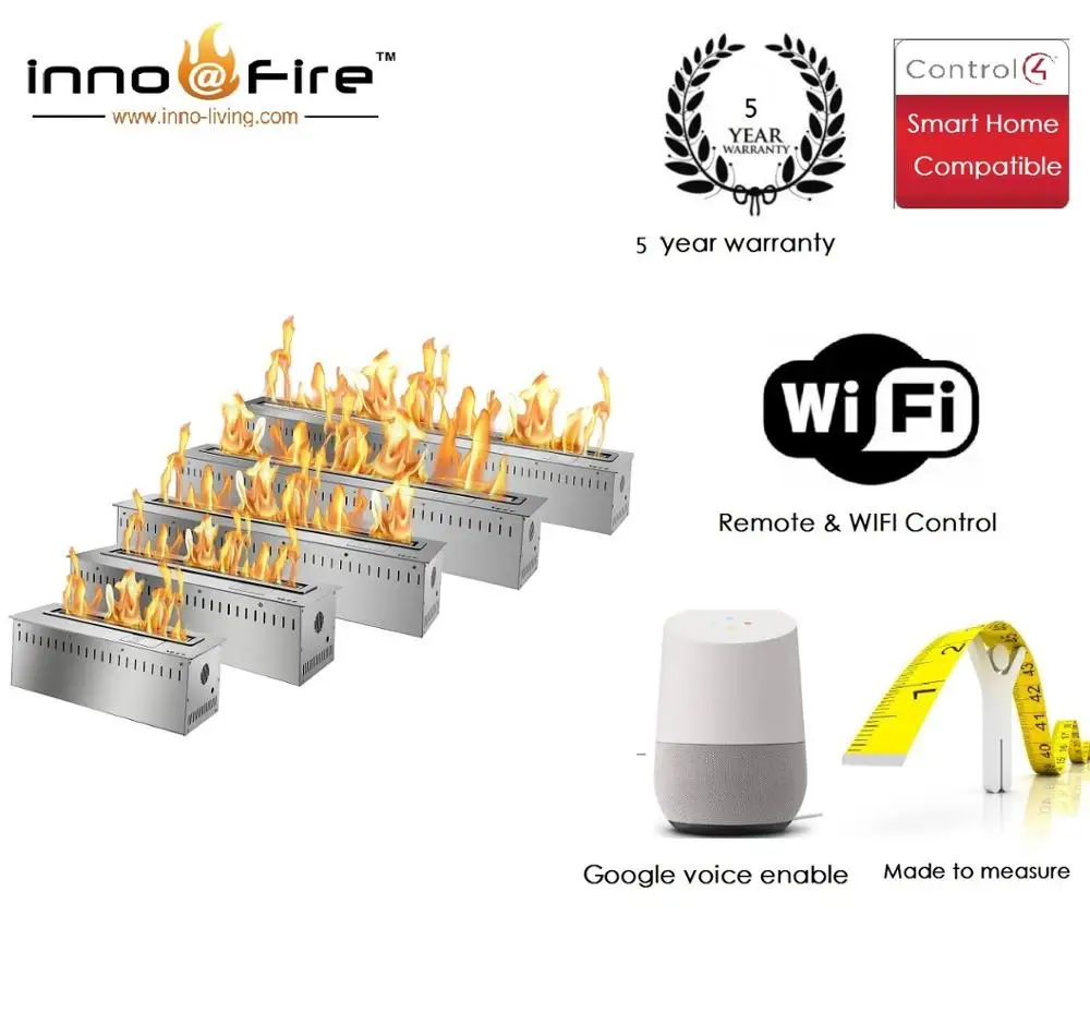 

Inno-Fire 30 inch Long Remote control wifi intelligent silver or black bio ethanol fireplace with remote control