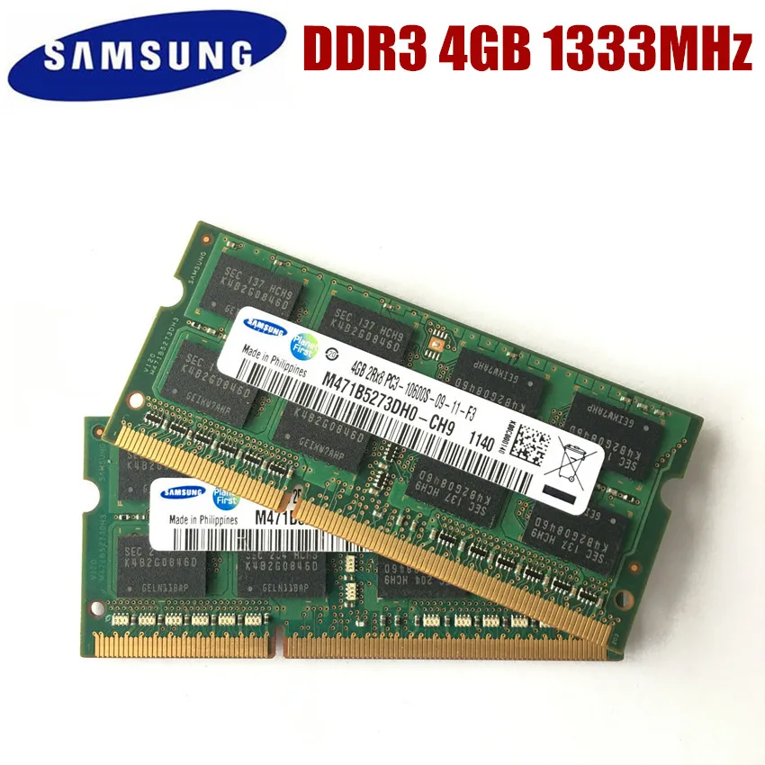 

Модуль памяти для ноутбука SAMSUNG 4 Гб 2Rx8 PC3 10600S DDR3 4G 1333 МГц, модуль памяти для ноутбука, SODIMM RAM SEC чипсет