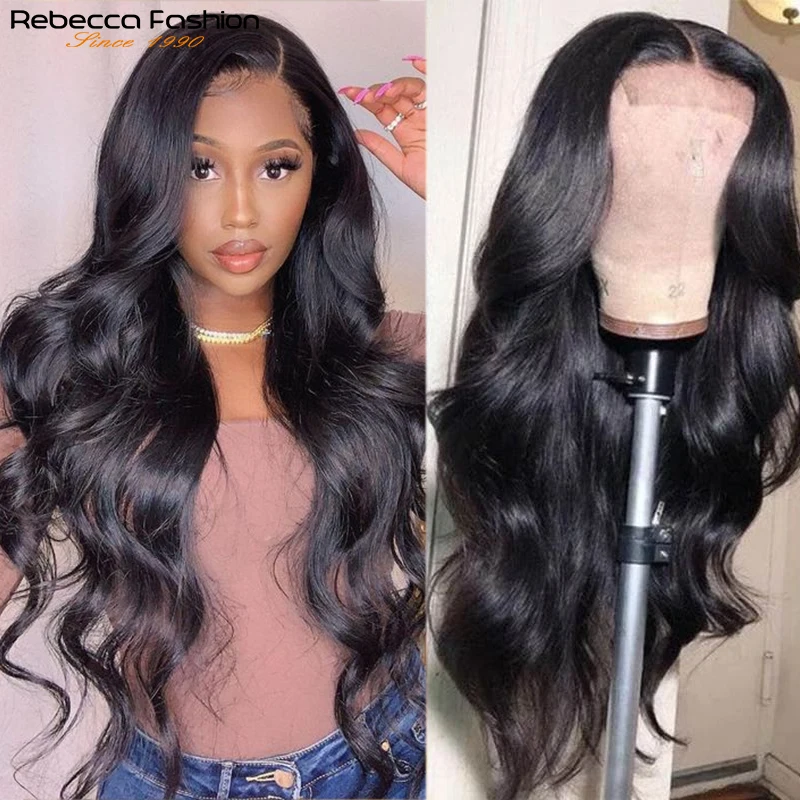 Rebecca Body Wave Lace Front Wigs For Women Brazilian HD Lace Human Hair Wig Pre-plucked Transparent 4x4 Lace Closure Wig 30inch