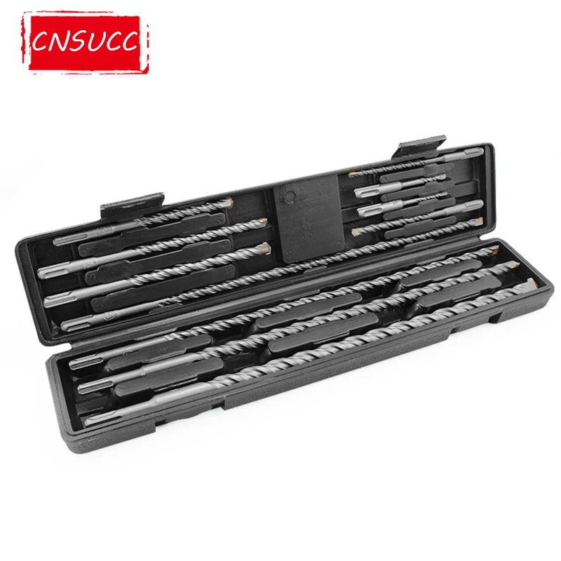 

11Pcs/Set Electric Hammer Bit SDS-Plus Round Shank Two Pit Two Slots YG8C Alloy Impact Drill Masonry Drilling For Concrete Stone