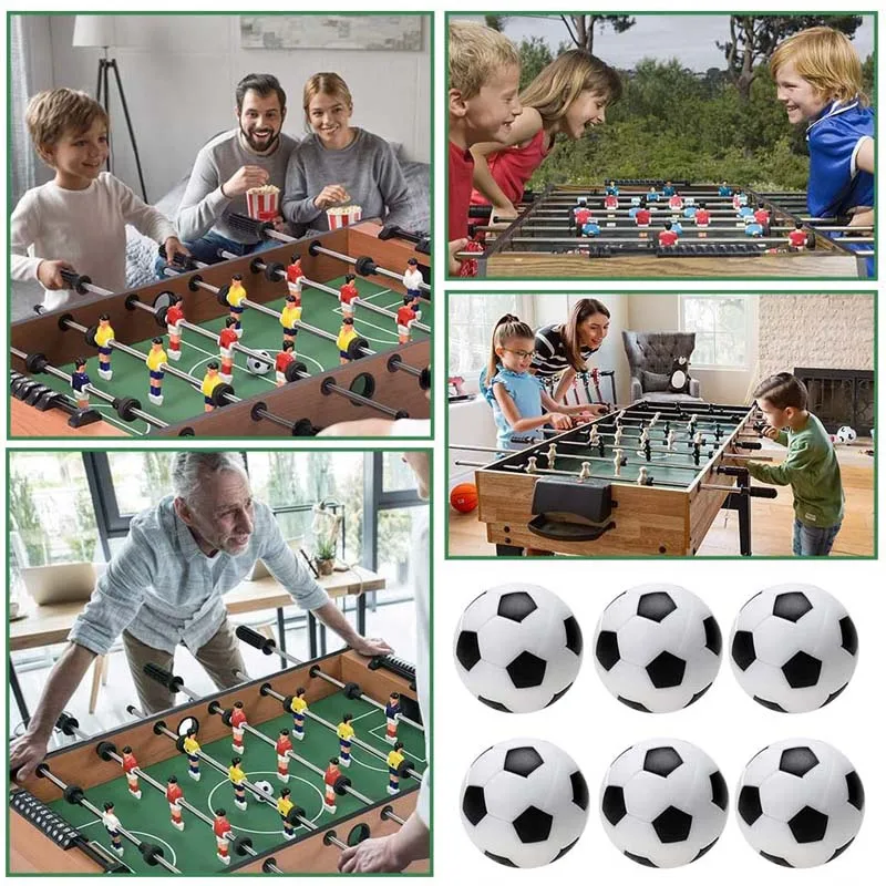 

6Pcs Table Soccer Foosballs Game Replacements Mini Football Balls Black and White 32mm/1.26 In