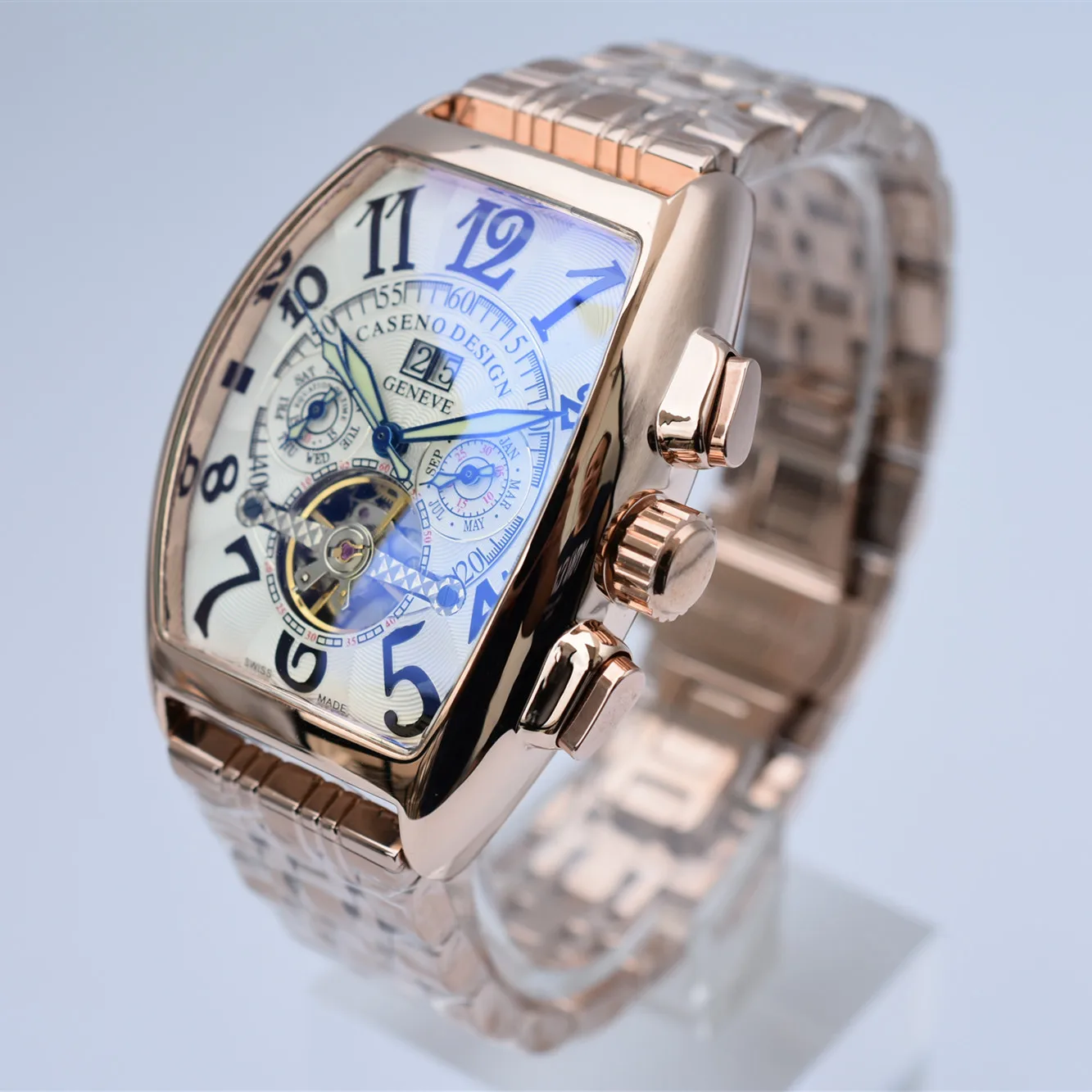 CASENO брендовые модные часы из нержавеющей стали tourbillon Механические Мужские золотые часы дропшиппинг день Дата Скелет Мужские часы с автоматическим подзаводом