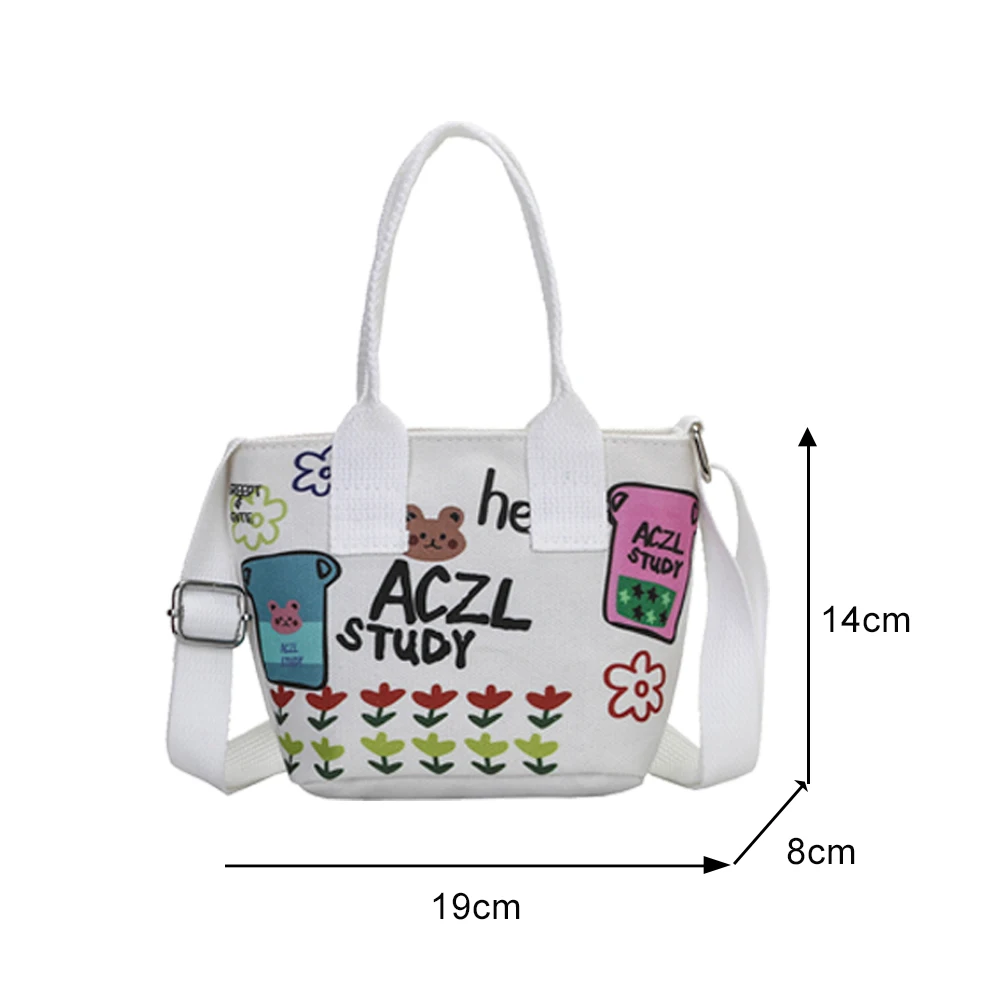 

Portable Cartoon Graffiti Women Shoulder Bags Canvas Small Tote Crossbody Handbag Vintage Crossbody Bags for Women