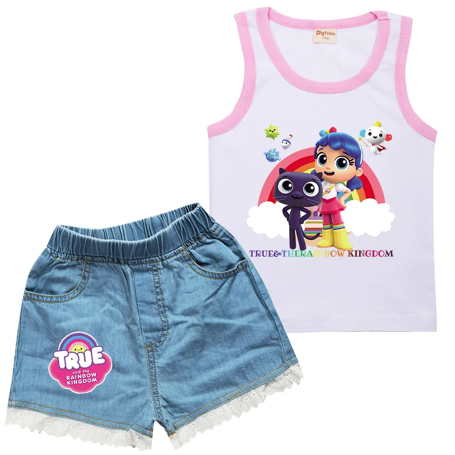 Милая повседневная одежда в стиле истины и радуги Детский комплект из жилета