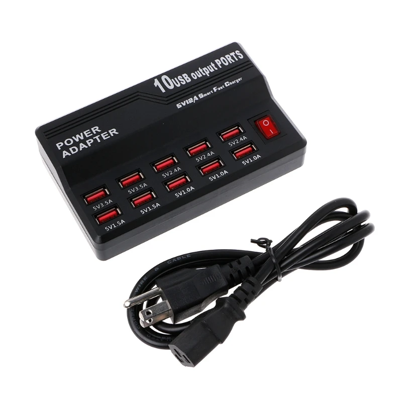 

Wall Charger 10 Ports USB Output Multi-use Power Adapter US plug 45BA