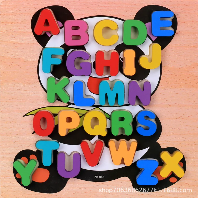 

Детский деревянный 3D-пазл с цифрами и буквами, развивающая цифровая развивающая игрушка-животное, цветные буквы, геометрические буквы