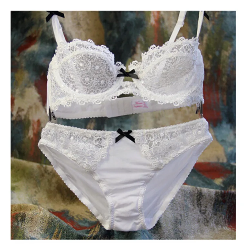 

New Ladies Sexy Lace Transparent Bra Female Bra Set Thin Section Mesh Underwear Gathered