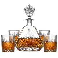 5 pcs crafted glass decanter whisky glass set with ornate stopper 4 exquisite vodka cocktail glass cup bottle for bar home party