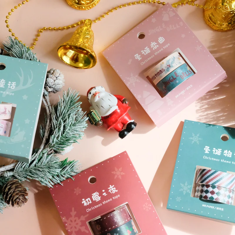 Christmas Theme Masking Washi Tape Set Festival Decorative Adhesive Decora Diy Scrapbooking Sticker Label Stationery | Канцтовары для