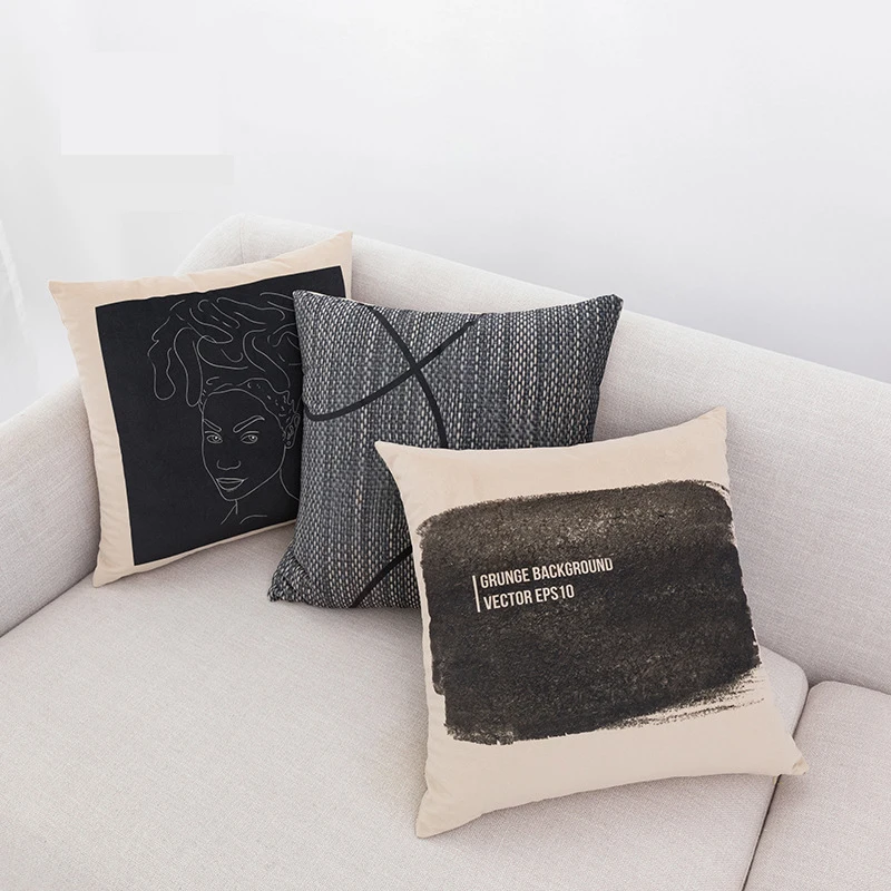 

Soft Emboridery Cushion Cover 45x45cm Square Geometric Modern Pillow Cover Neutral Home decoration for living room Bed Room