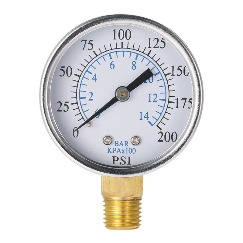 

0-14 Bar Air Oil Water Pressure Gauge 1/4" NPT 0-200 PSI Manometer Side Mount