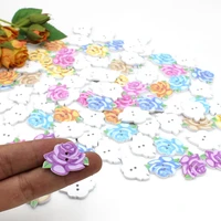 new bulk 50pcs wooden buttons rose printed mixed sewing crafts supplies and scarpbooking accessories