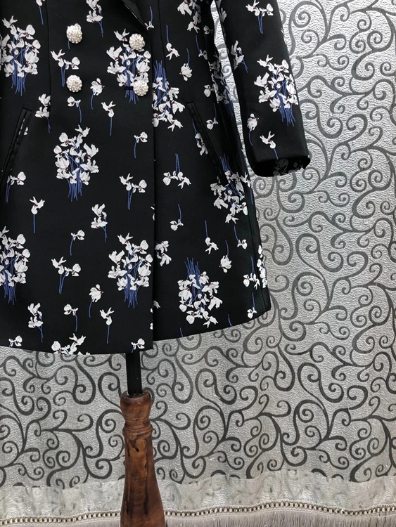 

Quality New High Long Blazer Dress 2021 Spring Summer Business Women Notched Collar Floral Print Casual Blazer Outfits Female