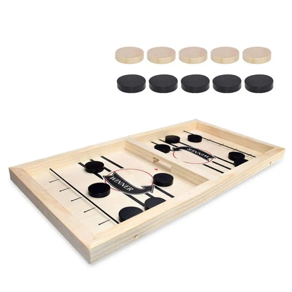 

Fast Sling Puck Game Paced Wooden Table Hockey Winner Interactive Toys Board Desktop Chess Games Game Children For Adult H6N6