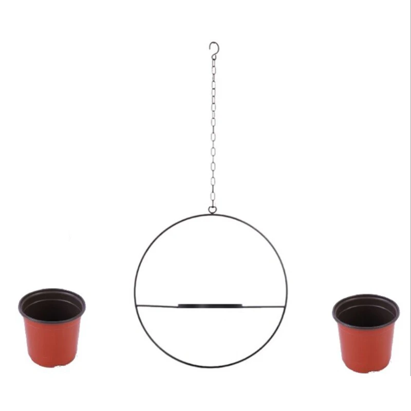 

D57A Minimalist Planter for Indoor Outdoor Home Decor Black Metal Plant Hanger Metal Wall and Ceiling Hanging Planter Modern