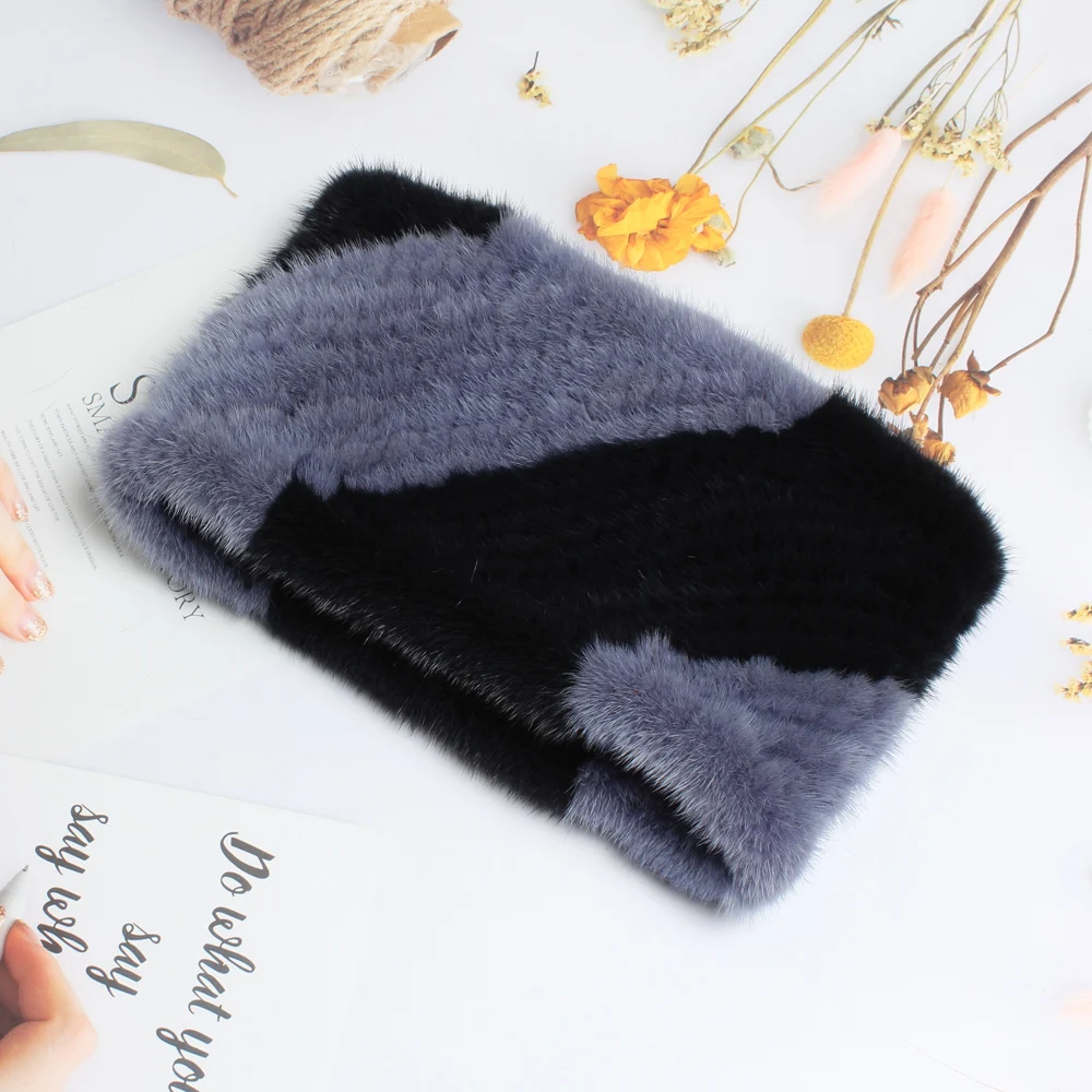 Вязаный обогреватель 100% натуральные настоящие шарфы из норки для дам, подлинные кольца банданы модной девушки, хорошие эластичные повязки на голову.