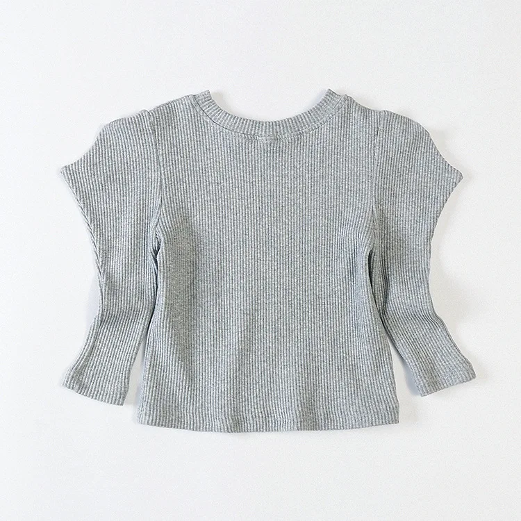 

autumn fall knitted tshirt baby girls kids clothes puff sleeve letters print tees tops streetwear vintage toddler 2 to 8 yrs