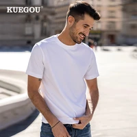 kuegou walf checks man t shirt short sleeve summer tshirt for men fashion basic solid shoulder patchwork top plus size dot 6492