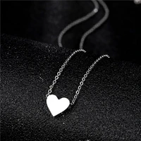 simple stainless steel lucky three dimensional love heart shape pendant necklace woman mother girl gift wedding jewelry
