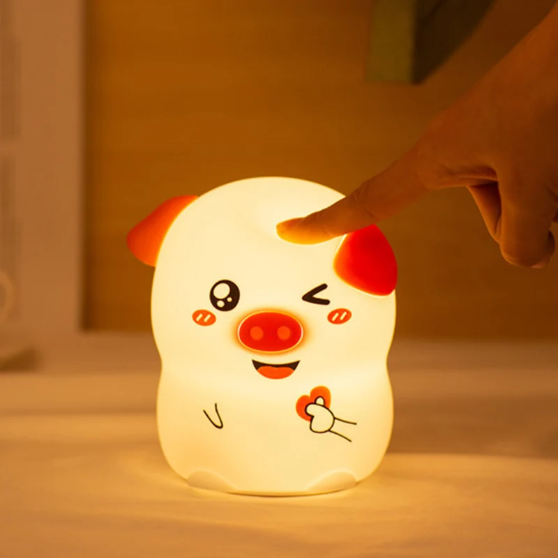 Милый поросенок светодиодный ночник сенсорный датчик/пульт дистанционного