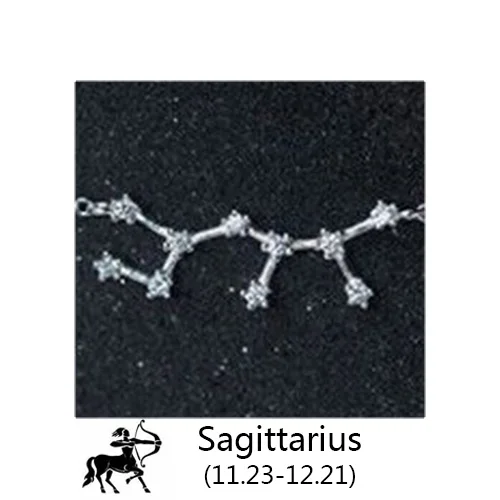 Sagittarius Trustdavis Настоящее 925 пробы Серебряный Кристалл Телец Козерога Скорпион 12 Созвездие браслет для женщин Свадебные украшения - Окраска металла: Sagittarius