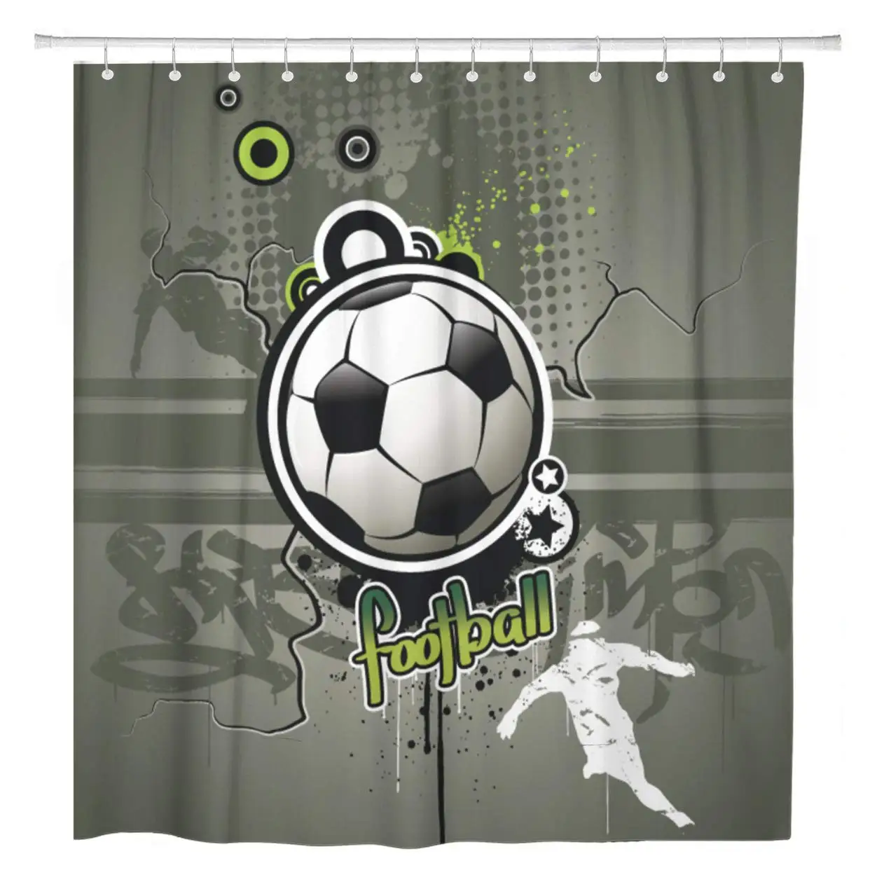 Водонепроницаемая занавеска для душа из полиэстера футбола спортивных