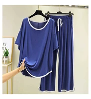 pijamas women pyjamas 2022 summer modal home suits female cotton t shirtdrawstring loose capri pants 2 pieces set tracksuits