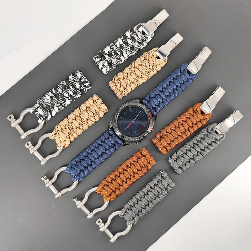 Плетеный нейлоновый ремешок для часов браслет samsung galaxy watch 3 gear s3 active 2 Huawei Watch GT2/2 pro