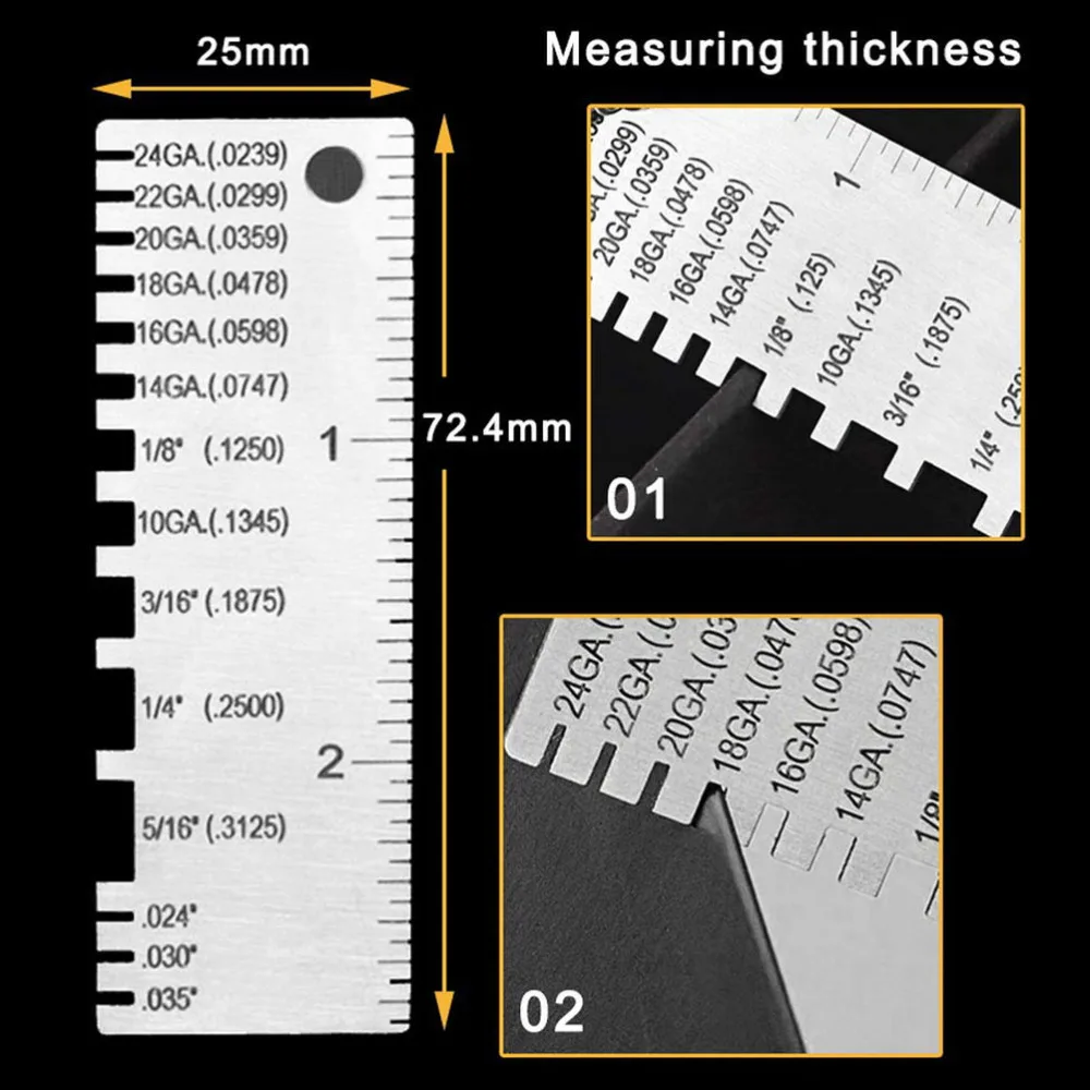 

2pcs Dual-sided Round Wire Cable Sheet Gage Wire Gauge Measurement Tool