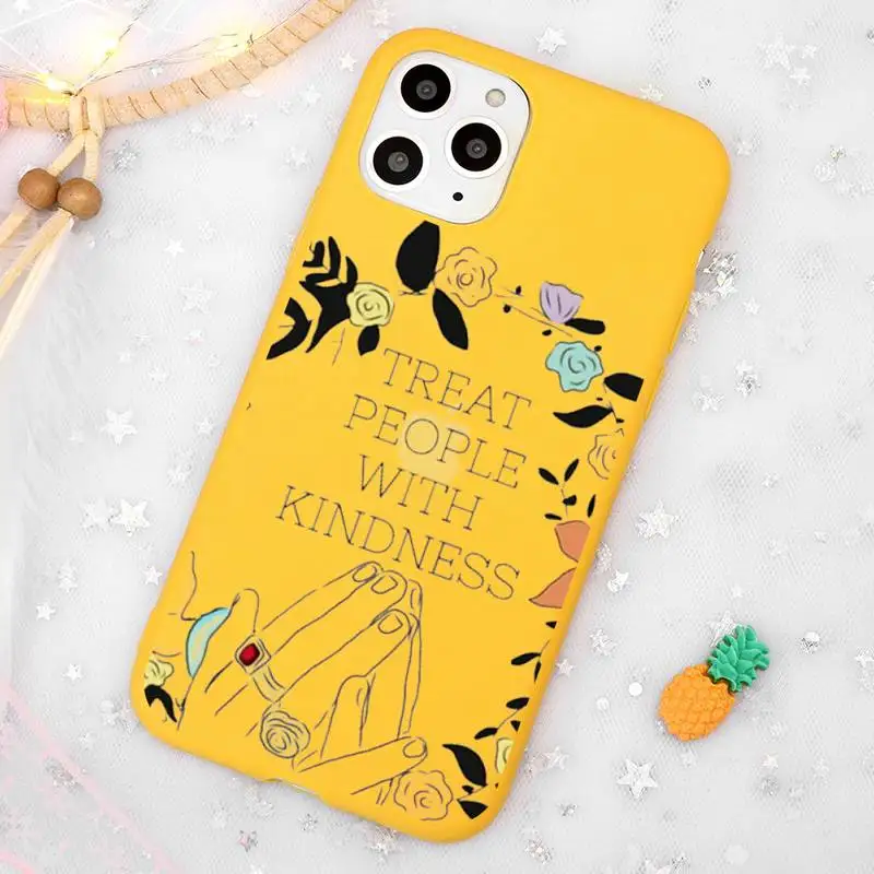 

Harry Styles Treat People With Kindness Phone Case Candy Color Yellow for iPhone 11 12 pro XS MAX 8 7 6 6S Plus X 5S SE 2020 XR