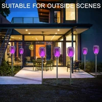 led solar flame landscape light creative purple flame night lamp powered by sunlight for holiday outdoor garden patio decoration