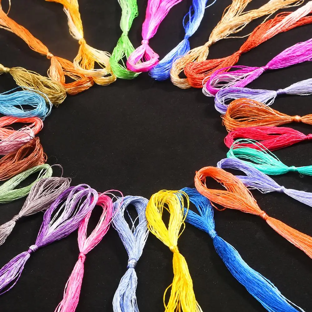 Высококачественные 20 метров разноцветные нитки для вышивки крестом шелковая