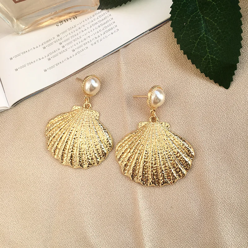 CXQNEWA ракушка жемчужные Висячие серьги Свадебные аксессуары в виде капель пляжные