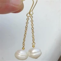 10 12mm south sea white pendant pearl earring with gold hook party luxury 18k hot gorgeous chic