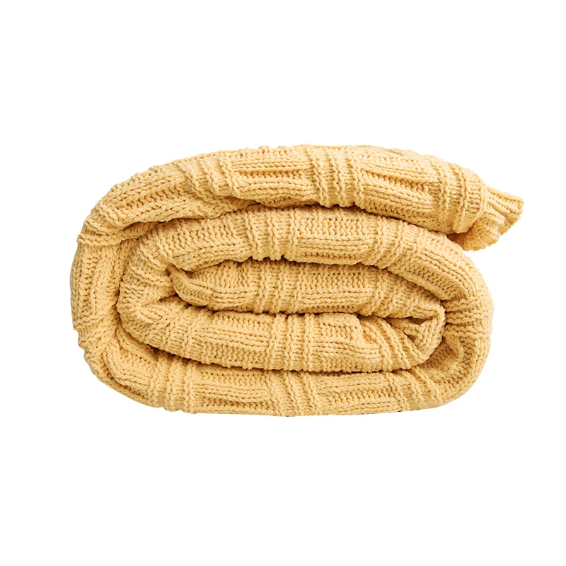 Зимнее связанное вручную одеяло из синели и хлопковой шерсти супер мягкое теплое