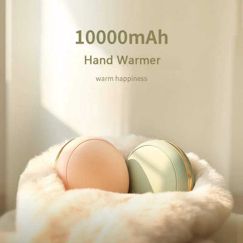 10000mah powerbank hand warmer poverbank portable charger external battery for samsung iphone 11 x xiaomi power bank with mirror free global shipping