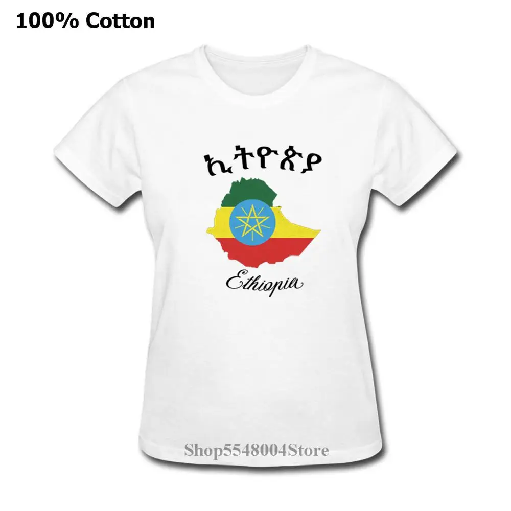 Молодежная Футболка с коротким рукавом рисунком эфиопская карта женская