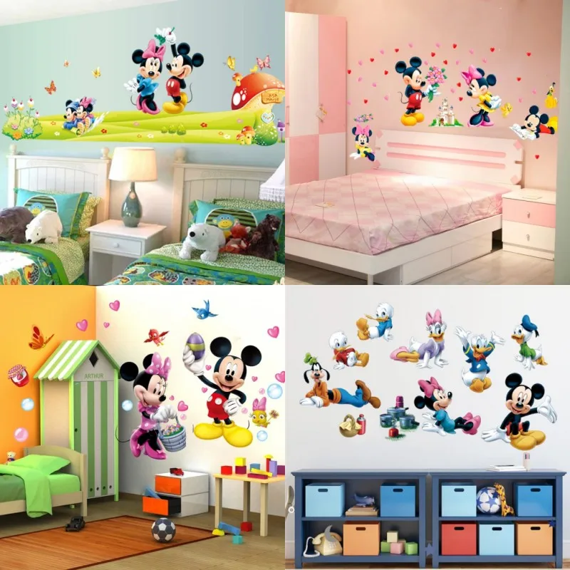 Мультфильм Микки Минни Маус Детский дом наклейки на стену для детской комнаты