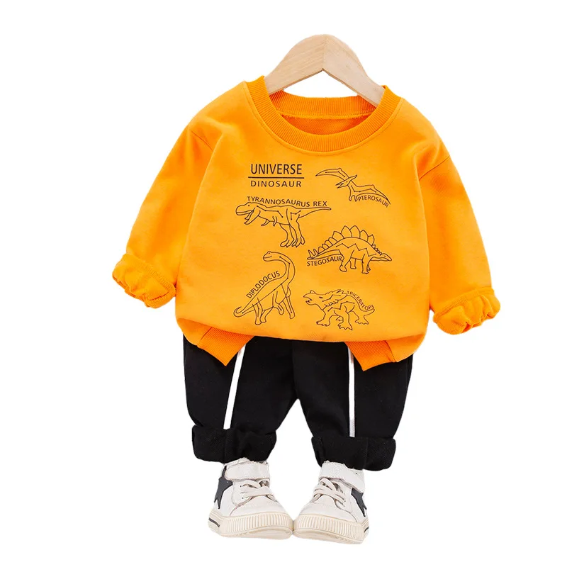 

Новинка, детская одежда, весенне-осенняя одежда для маленьких мальчиков и девочек, Повседневная футболка и штаны с мультяшным рисунком, кос...