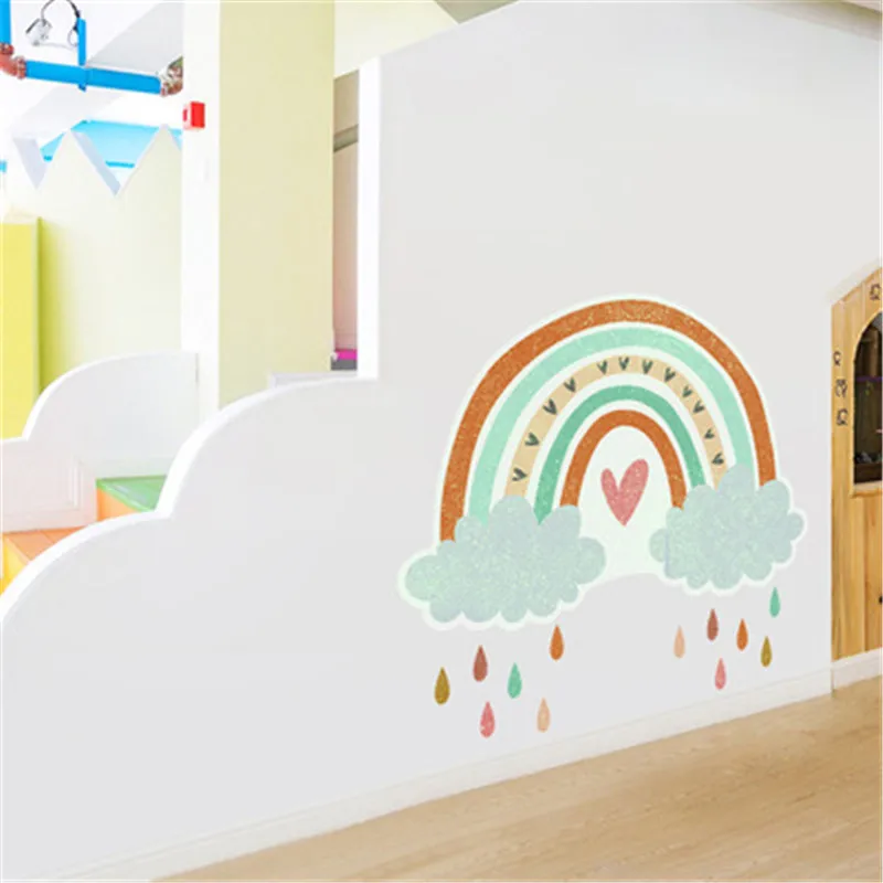 Большие Радужные облака наклейки на стену для детской комнаты домашний декор в