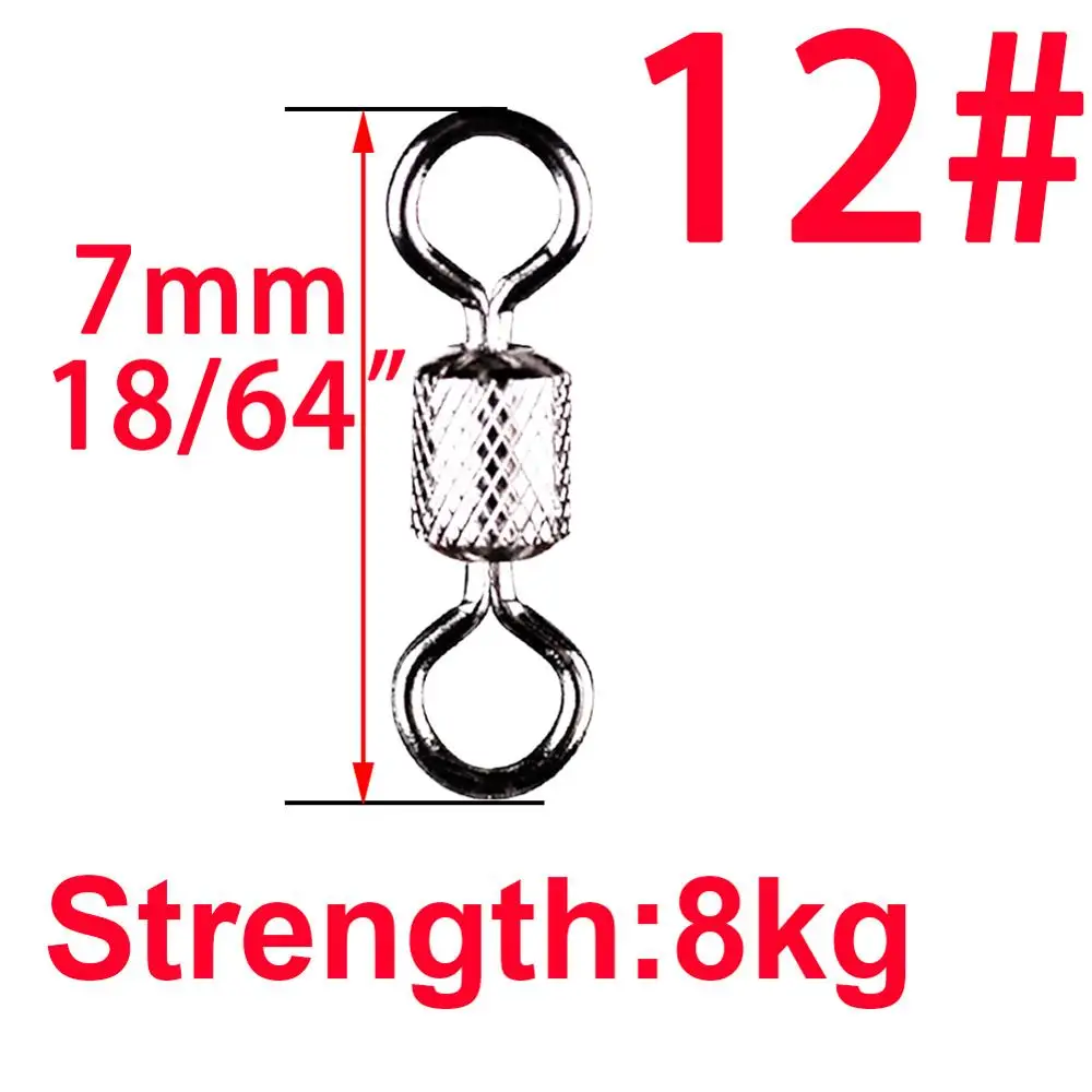 size12 50pcs 50 шт. рыболовный соединитель из нержавеющей стали, Вертлюг, катающийся шар, оснастка, грузило, инструмент, снасти, коробка, товары для мухи, приманка на рыболовный крючок - Цвет: size12 50pcs