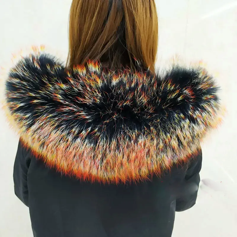 

JKP 2020 Colorful Real Raccoon Fur Collar for Women Scarf Natural Raccoon Fur Scarves Winter Warm New Fashion Collar